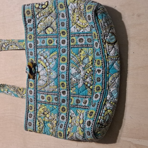 P5 Vera Bradley Peacock Tote Retired Double Handle Toggle Shoulder Bag Small - Picture 3 of 9